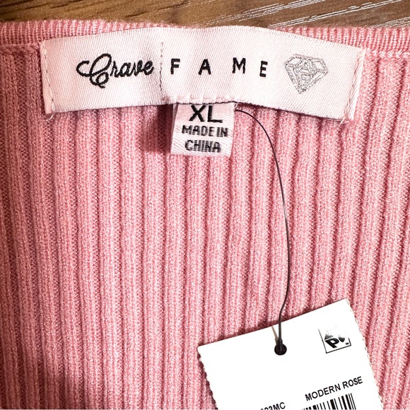 Crave Fame Sweater Sizes L & XL Junior Pink Soft Cable Knit Ribbed Stretchy New - Picture 7 of 13